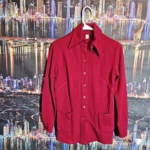 Men's Red Button-Up Jacket